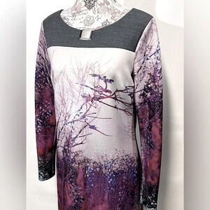 SFIZIO ITALY Gray digital print front shift‎ dress size L.